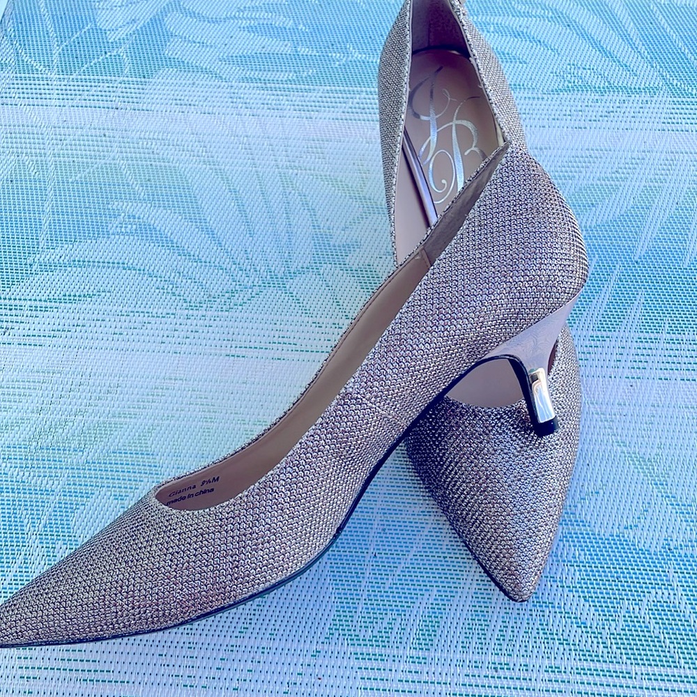 J.Renee Metallic Taupe Pointed Kitten Heel Pumps